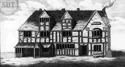 The first known illustration of Shakespeare's birthplace, published in the 
  Gentleman's Magazine, 1769, from a drawing by Richard Greene 