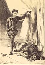 Act III, scene iv. Hamlet and the body of Polonius. 1835.