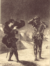 Act I, scene v. The ghost and Hamlet on the battlement. 1843