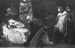 The full title is Count Paris, accompanied by Friar Laurence 
  and a band of musicians, comes to the house of the Capulets to claim his bride: 
  he finds Juliet stretched apparently lifeless on her bed (The Feigned Death 
  of Juliet).  Oil on canvas, 44 x 68.5. Art Gallery of South Australia, Adelaide.
