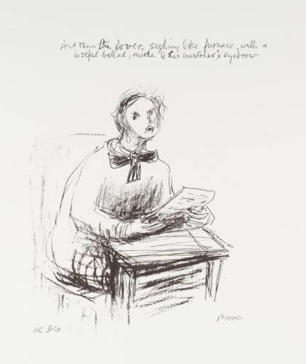 The work illustrated is reproduced by permission of the Henry Moore Foundation 
Moore, Henry, OM, CH 1898-1986 
British from Seven Ages of Man (published 1986; P02878-P02885) The Lover 1982
Lithograph on paper 
image: 242 x 194 mm
on paper, print
Presented by the Henry Moore Foundation 1986 