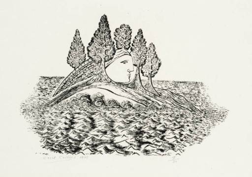 � Tate, London 2001 

Collins, Cecil 1908-1989 
British
Island 1944
Relief print on paper 
image: 203 x 295 mm
on paper, print
Presented by Elisabeth and Cecil Collins 1979