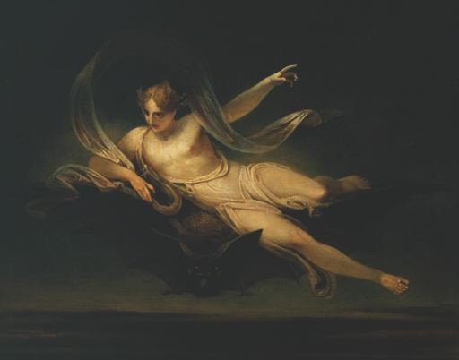 Singleton, Henry 1766-1839 
British
Ariel on a Bat's Back exhibited 1819
Oil on canvas 
support: 1003 x 1257 mm
painting
Bequeathed by the artist 1840