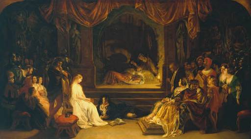 Maclise, Daniel 1806-1870 
British 
The Play Scene in `Hamlet' exhibited 1842
Oil on canvas 
support: 1524 x 2743 mm
painting
Presented by Robert Vernon 1847