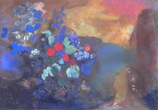 Redon, Odilon 1840-1916 
Ophelia among the Flowers circa 1905-8
Oph�lie dans les fleurs
Pastel on paper 
unconfirmed: 640 x 910 mm
on paper, unique
Lent by the National Gallery 1997