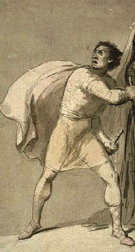 Dance-Holland, Sir Nathaniel 1735-1811 
British
from Album of Drawings by Nathaniel Dance-Holland and George Dance
from Opp� Collection The Daggers Being Given to Lady Macbeth 
Pencil, watercolour and pen and watercolour on paper 
support: 228 x 126 mm
on paper, unique
Purchased as part of the Opp� Collection with assistance 
from the National Lottery through the Heritage Lottery Fund 1996 